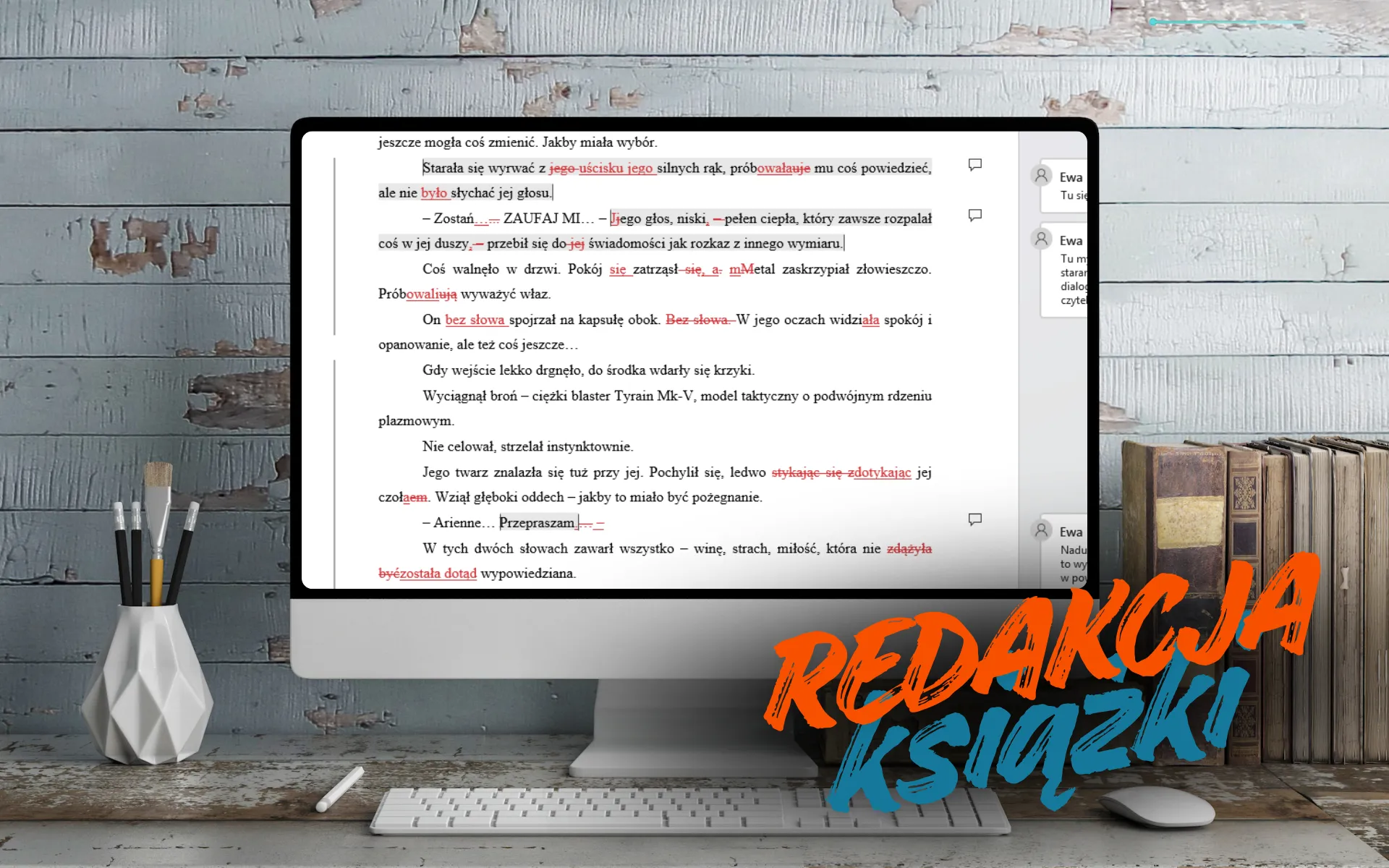 Wydruk maszynopisu z uwagami redaktorki